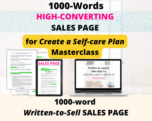 High-converting Sales Page for 'Create a Self-Care Plan' Masterclass
