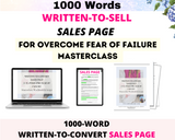 High-converting sales page for 'Overcome Fear of Failure' Masterclass