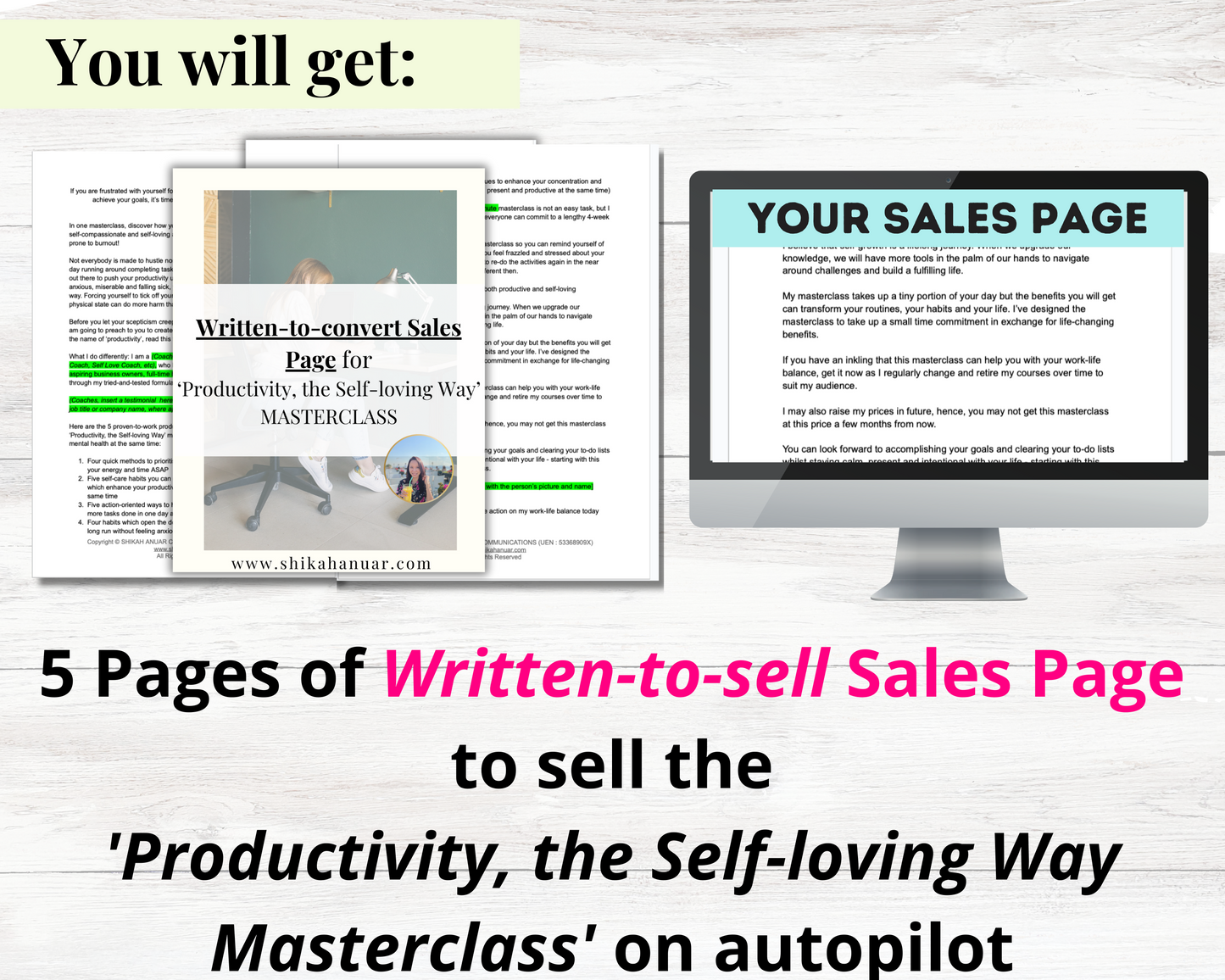 High-converting Sales Page for 'Productivity, the Self-loving Way' masterclass
