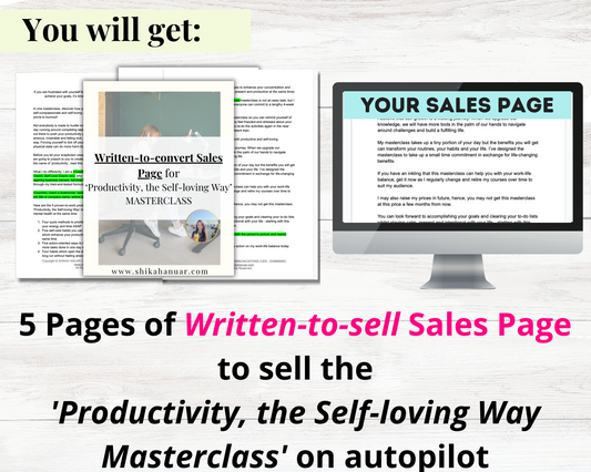 High-converting Sales Page for 'Productivity, the Self-loving Way' masterclass