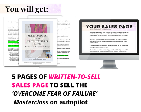 High-converting sales page for 'Overcome Fear of Failure' Masterclass