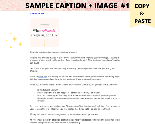 (Done-for-you content marketing) 31 Self-Compassion Captions + 31 Images
