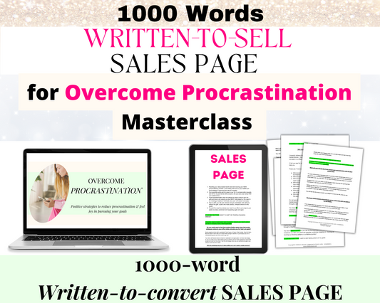 High-converting Sales Page for 'Overcome Procrastination' Masterclass