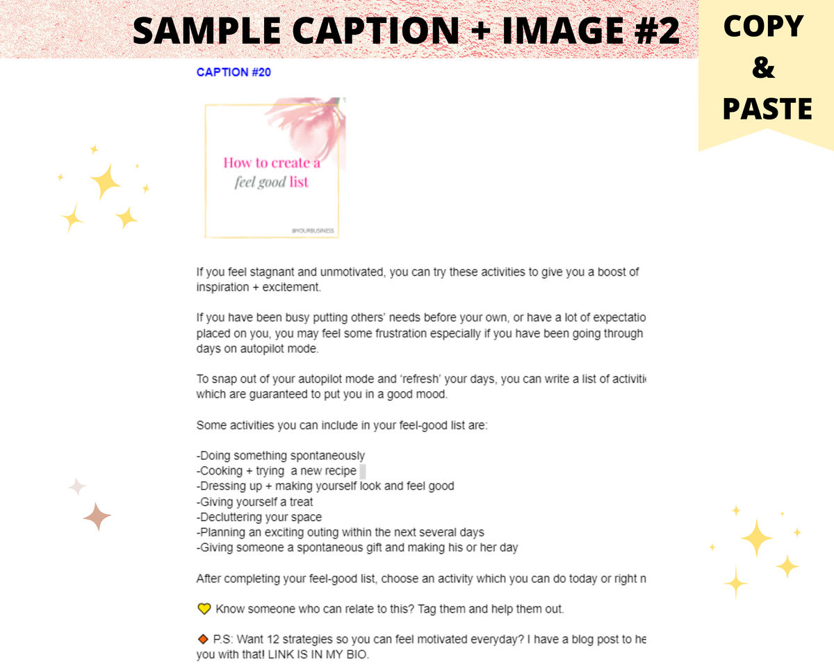 (Done-for-you content marketing) 31 Self-Compassion Captions + 31 Images