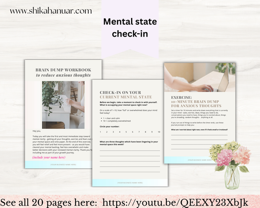 Done-for-you Brain Dump Template and Workbook (with PLR license - ready to sell or use with clients)