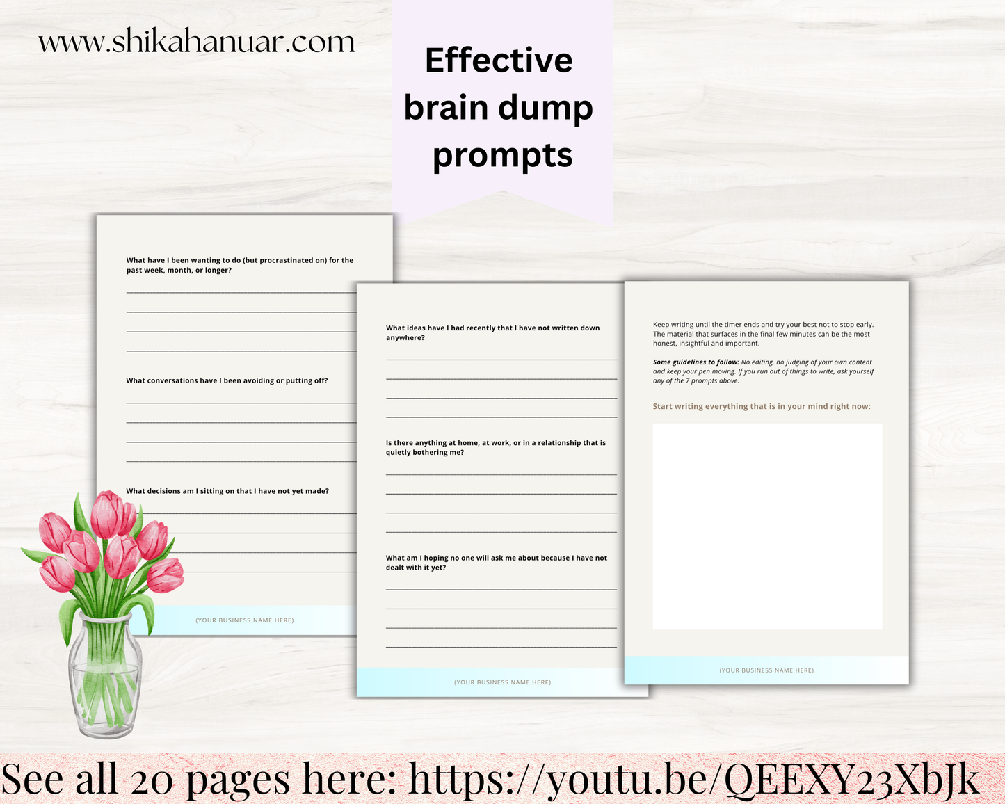Done-for-you Brain Dump Template and Workbook (with PLR license - ready to sell or use with clients)