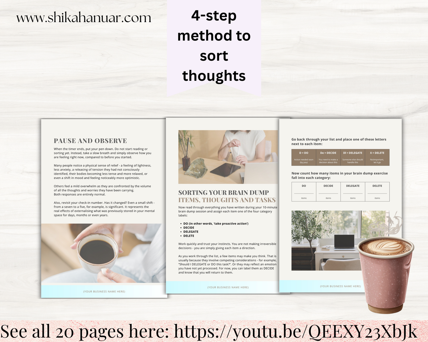 Done-for-you Brain Dump Template and Workbook (with PLR license - ready to sell or use with clients)