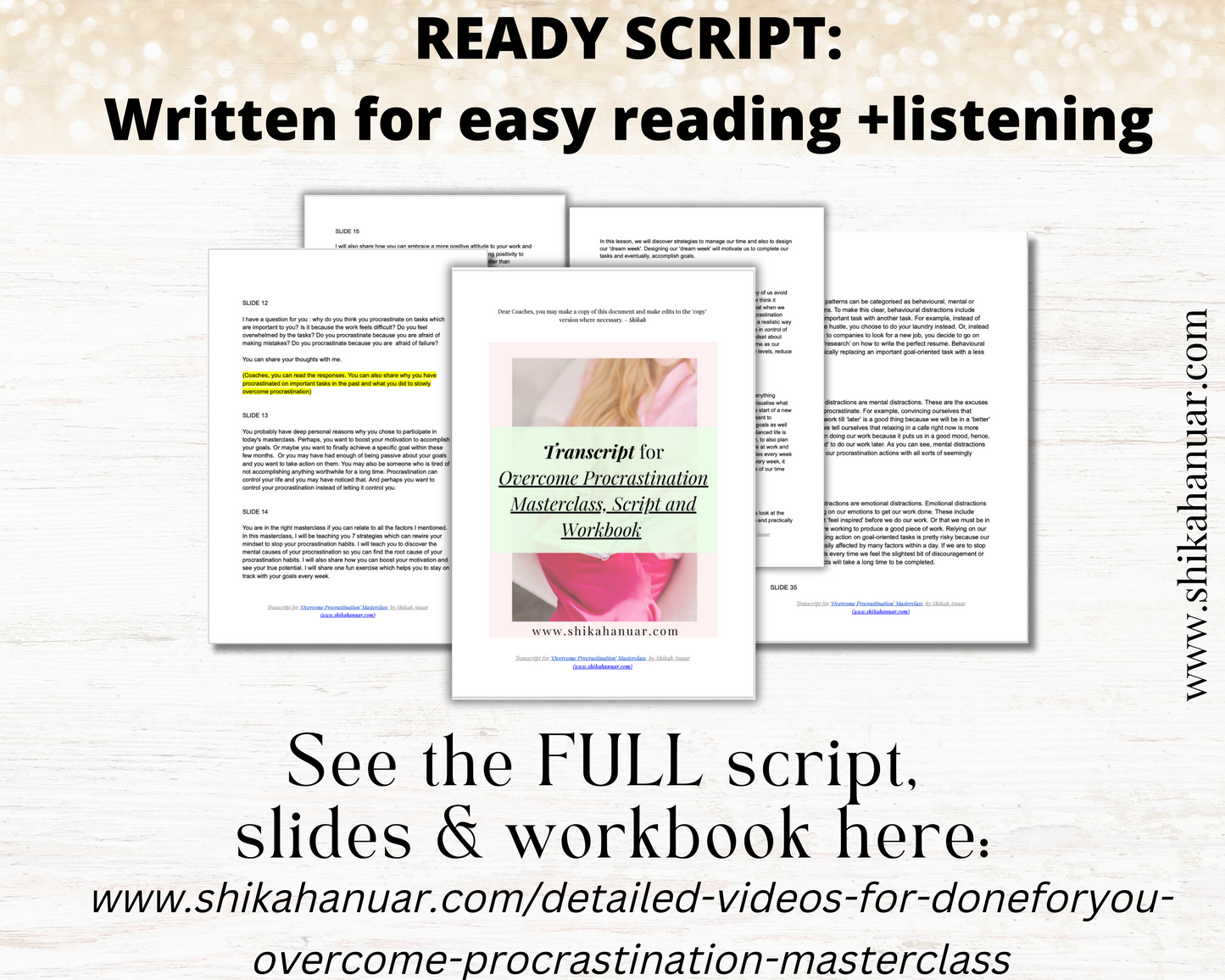 Done-for-you 'Overcome Procrastination' Masterclass, Script and Workbook