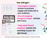 Done-for-you Brain Dump for Anxious Thoughts workshop (workshop, workbook, launch emails, social media captions and images, script included)