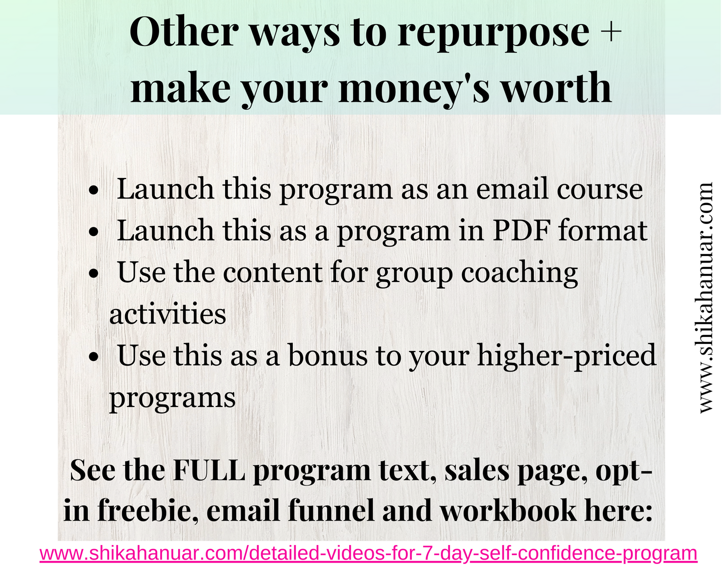 Done for you 7-Day Self Confidence Program (high-converting sales page, email funnel, opt-in freebie and fully designed workbook included)