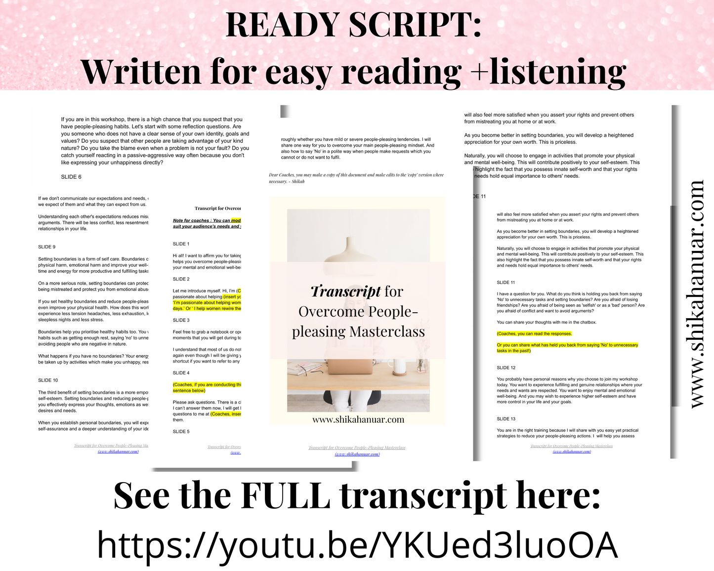 Done-for-you 'Overcome People Pleasing' Masterclass, Script and Workbook