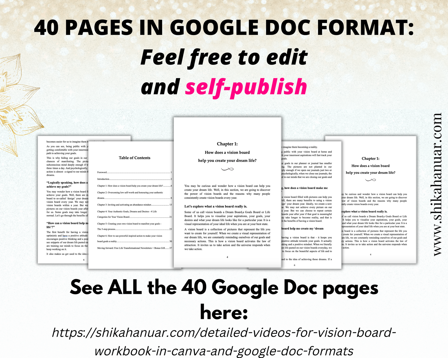 Done-for-you 'Create a Powerful Vision Board' Guided Workbook (in Google Doc and Canva formats)