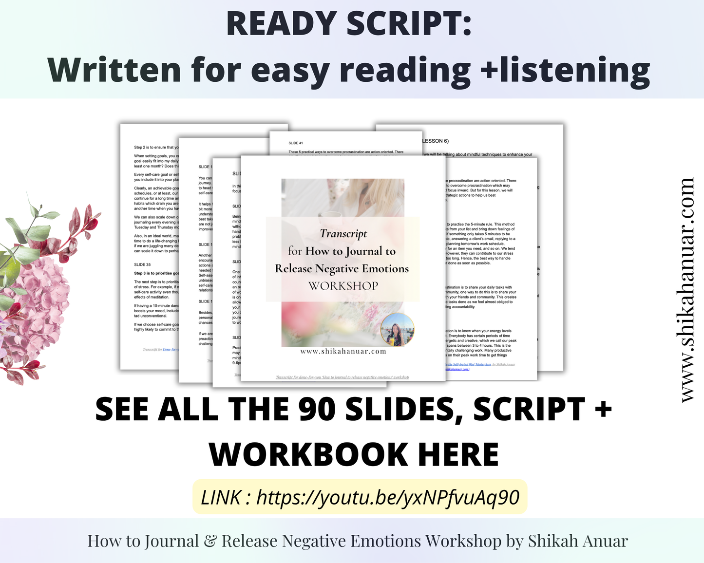 Done-for-you 'How to Journal to Release Negative Emotions' Masterclass, Script & Workbook