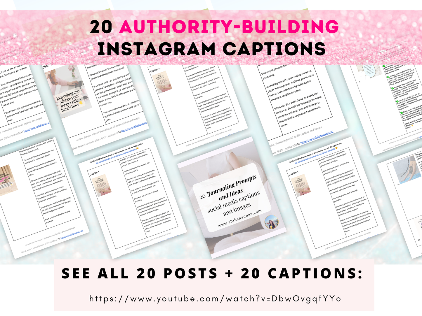 20 done-for-you Mindset Journaling Instagram posts and captions (authority-building)