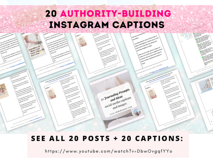 20 done-for-you Mindset Journaling Instagram posts and captions (authority-building)