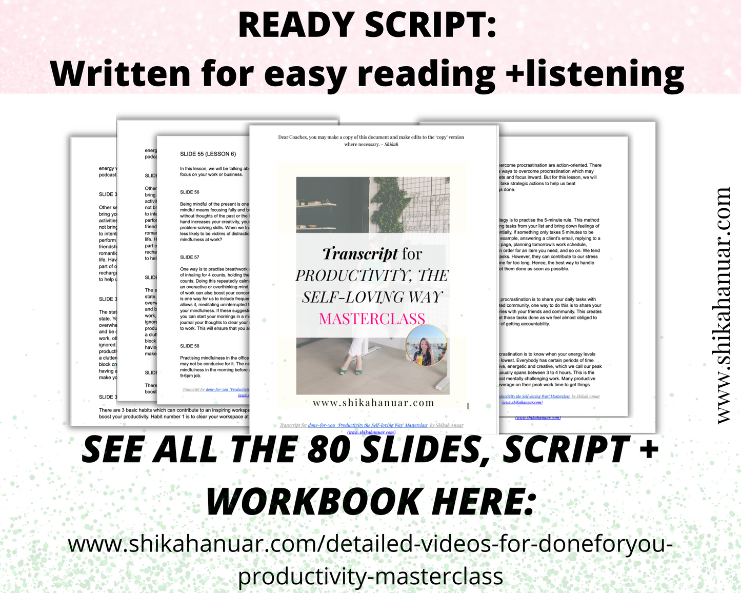 Done-for-you 'Productivity the Self-loving Way' Masterclass, Script and Workbook