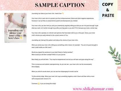 20 done-for-you Mindset Journaling Instagram posts and captions (authority-building)