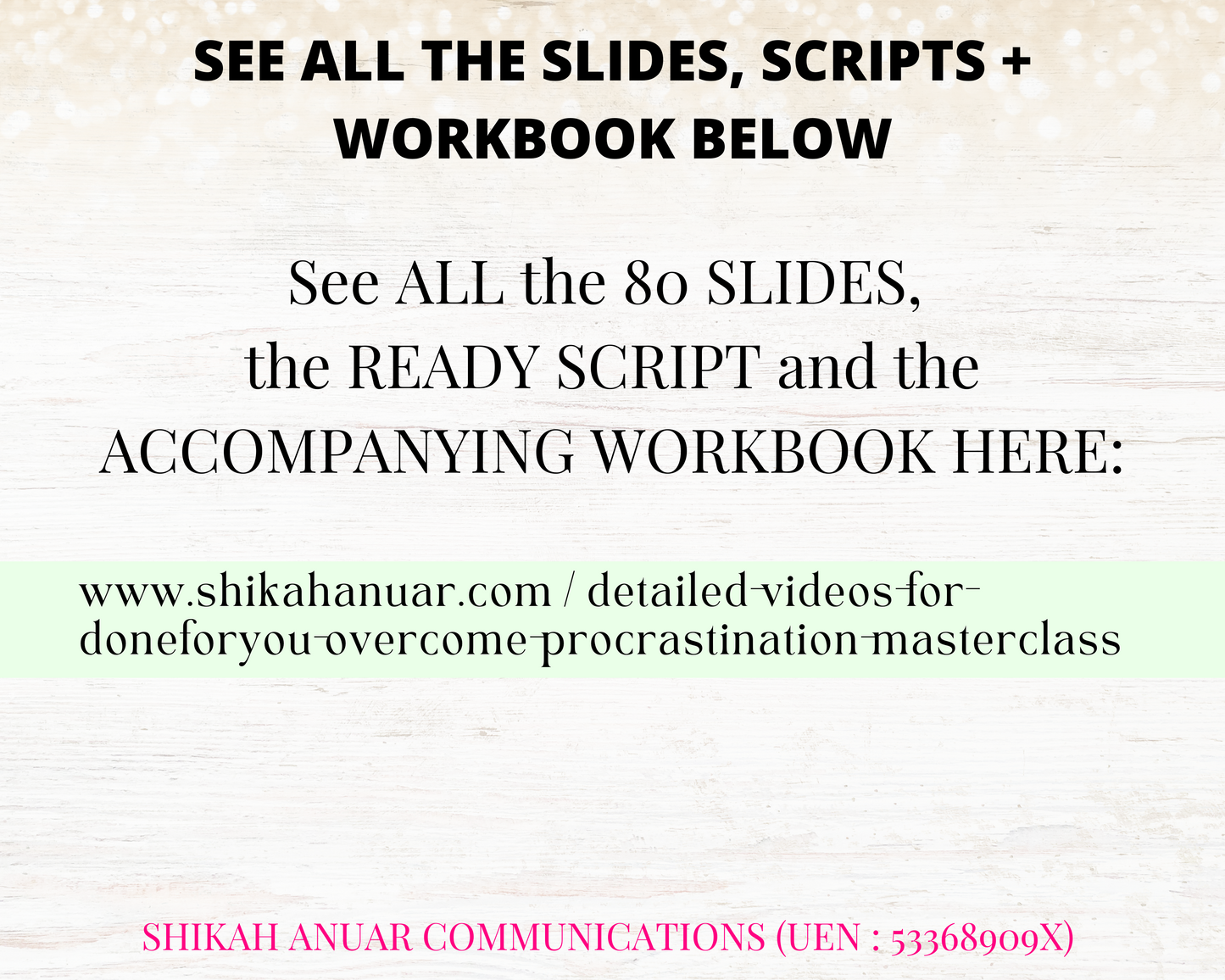 Done-for-you 'Overcome Procrastination' Masterclass, Script and Workbook