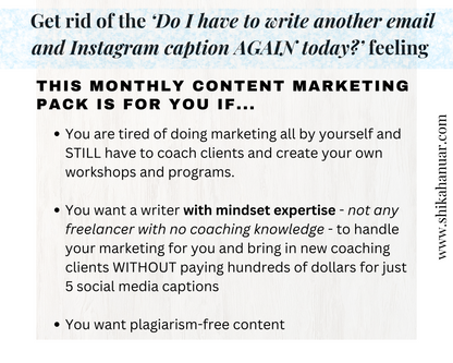 Done for you Lead Generation for Coaches : Positive Self-Talk edition (Lead magnet, Email campaign, IG captions, IG reel scripts, IG images included)