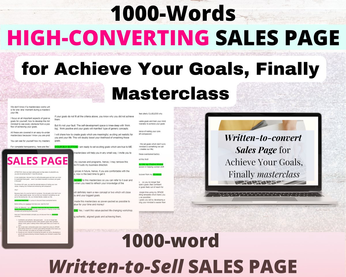 High-Converting Sales Page for Achieve Your Goals, Finally masterclass