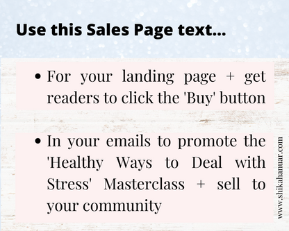 High-Converting Sales Page for 'Healthy Ways to Deal with Stress' Masterclass