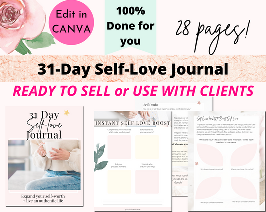 31-Day Self Love Journal (ready to sell + use with clients)