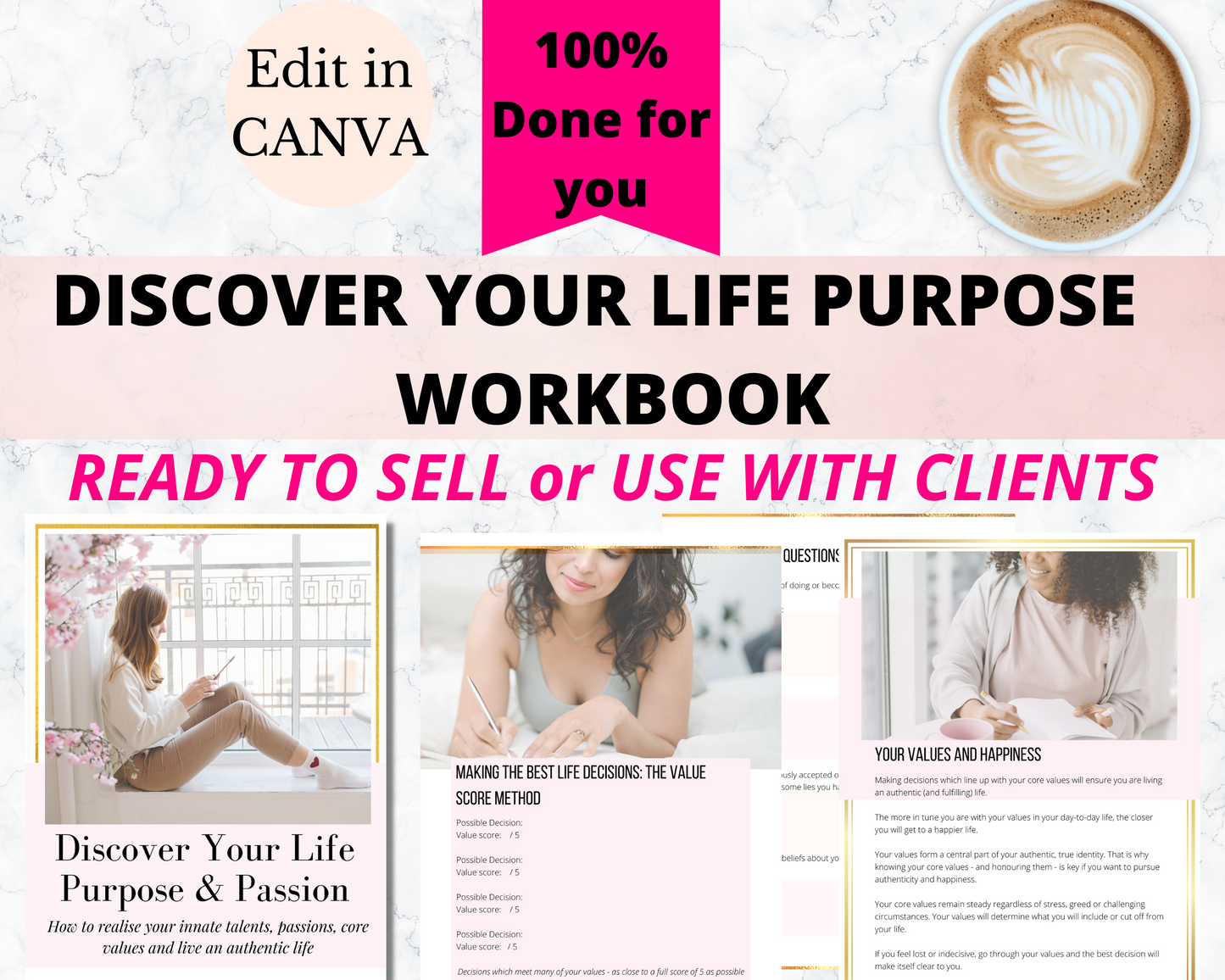 Discover Your Life Purpose & Passion Workbook (ready to sell or use with clients)