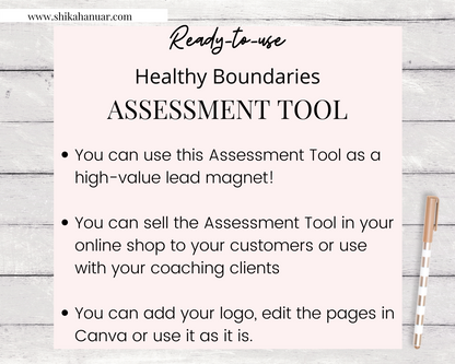 Healthy Boundaries Self Assessment Tool (ready to sell + use as lead magnet)