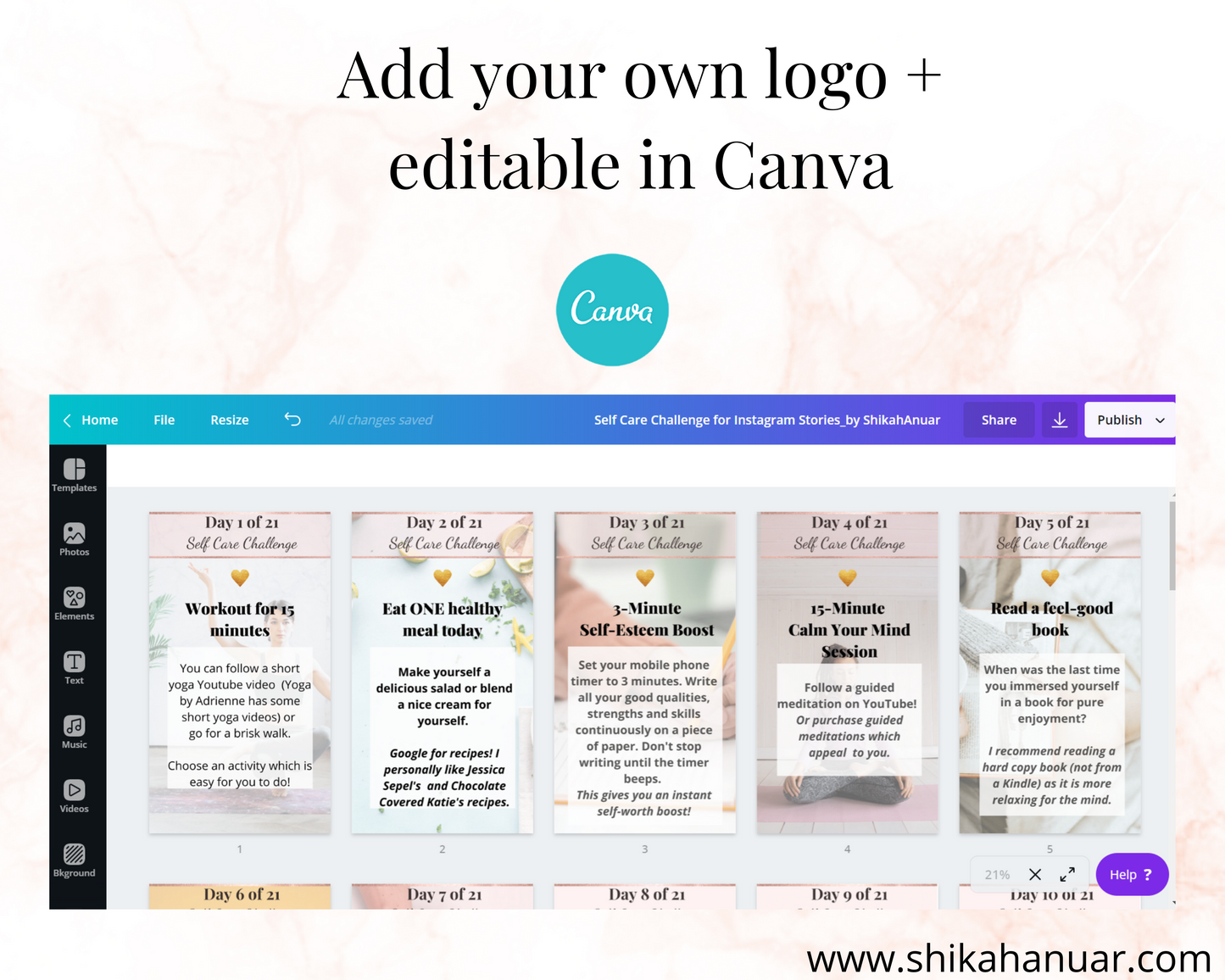 21-Day Self Care Challenge for Insta Stories