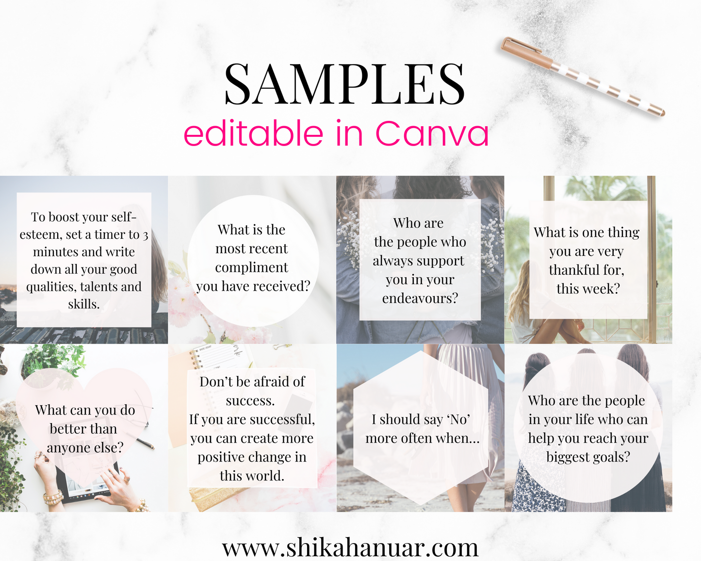 97 Instagram Posts + Captions for Life Coaches: Editable in Canva