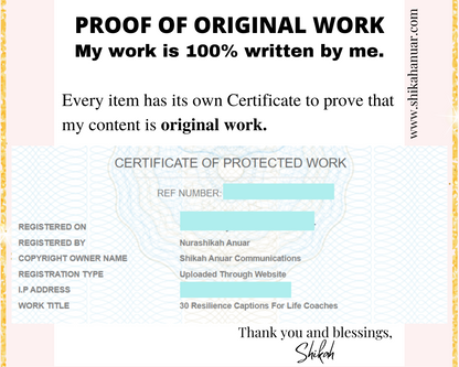 30 Mental and Emotional RESILIENCE Captions for Coaches