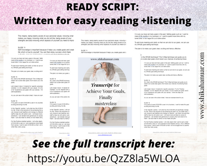 Done-for-you 'Achieve Your Goals' Masterclass, Script and Workbook
