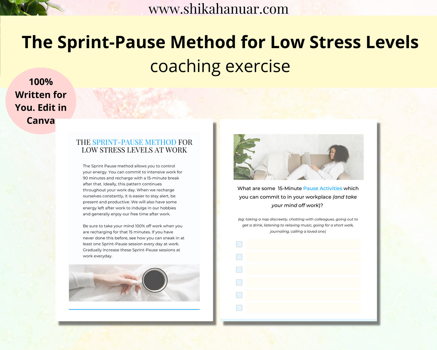 Healthy Ways to Deal with Stress Workbook (ready to sell + use with clients)