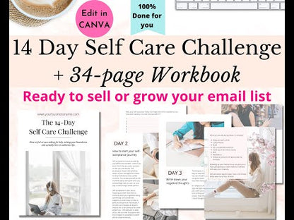 14-Day Self Care Challenge + Workbook (ready to sell or use as powerful lead magnet)