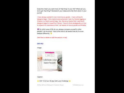 30 Day Self-love Challenge (for Facebook Groups)